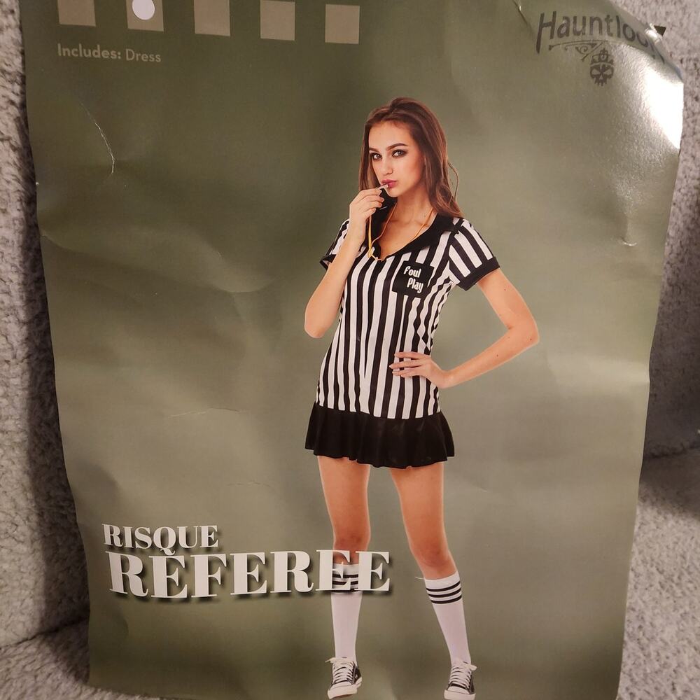 Risque Referee Costume Dress Medium Black White Hauntlook Halloween